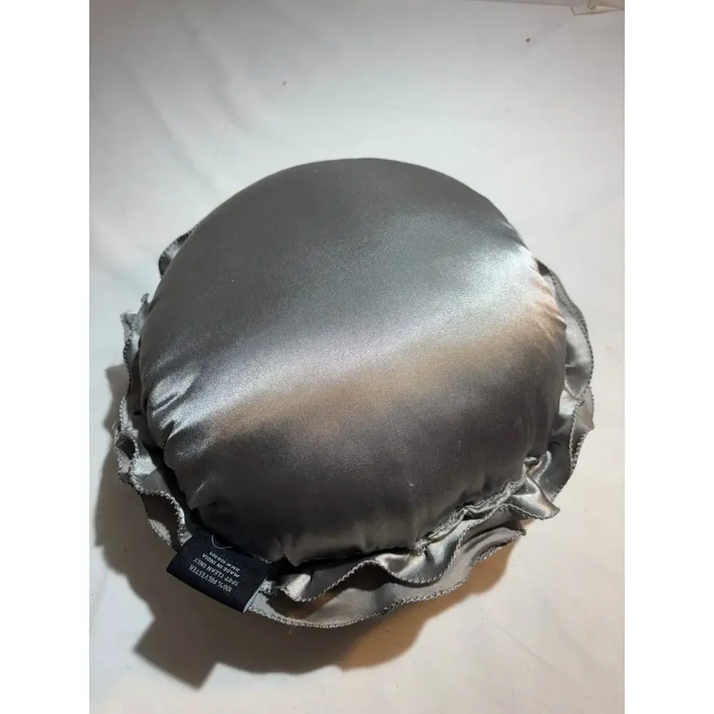 Cynthia Rowley Silver Satin Rose Pillow